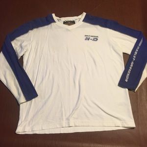 Vtg Harley Colorblock Arm Spellout Tee L